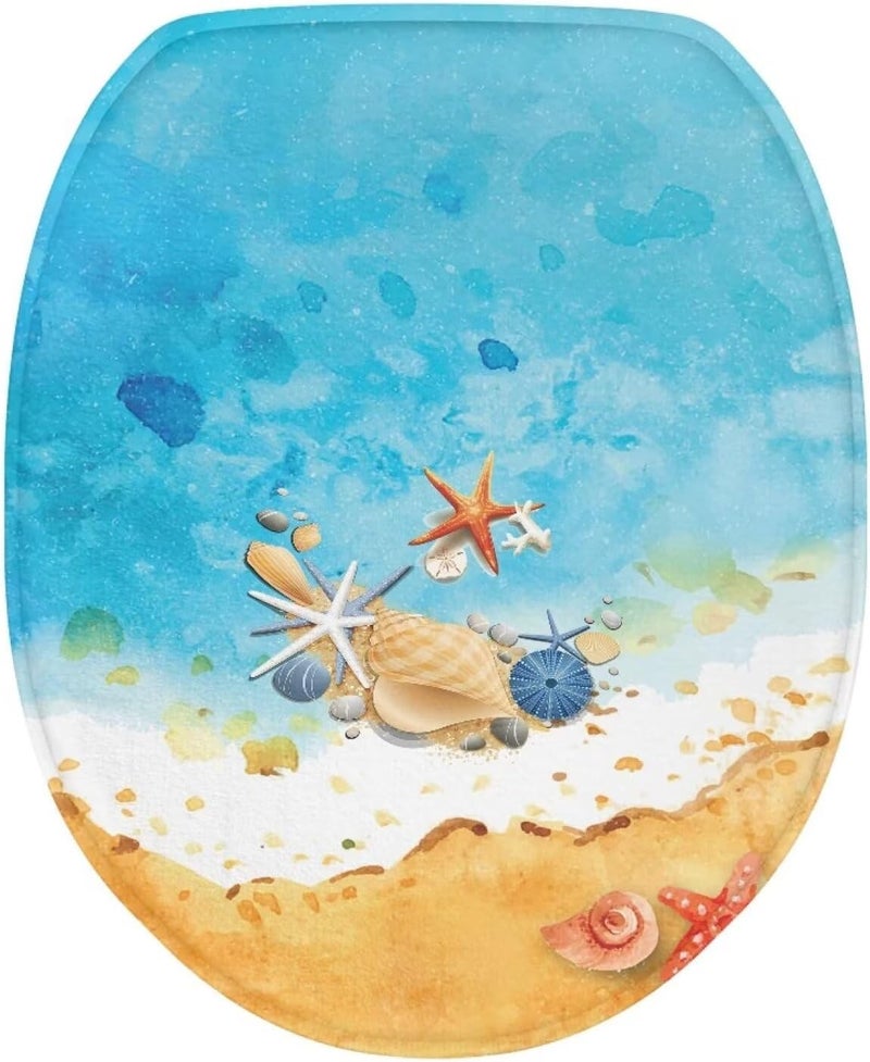 Flashideas Starfish Beach Toilet Cover Seat Soft Plush Seat Covers Toilet Lid Cover Toilet Lids for Bathroom Machine Comfortable Bathroom Toilet Lid Cover Seat - Image 1